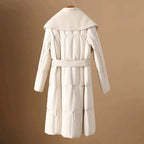 Freya - Women's Couture Shawl-Collar Belted Down Coat