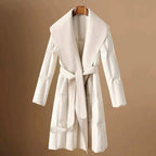 Freya - Women's Couture Shawl-Collar Belted Down Coat