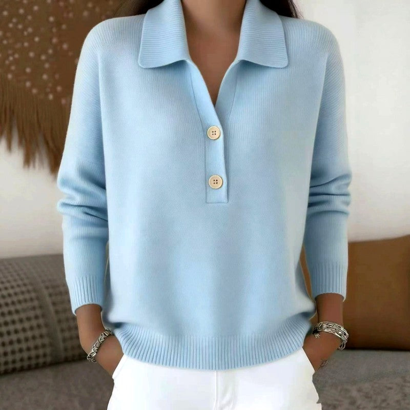 Galina - Women's Collared Long Sleeve Loose Sweater