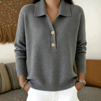 Galina - Women's Collared Long Sleeve Loose Sweater