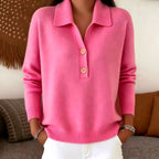Galina - Women's Collared Long Sleeve Loose Sweater