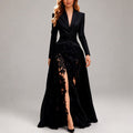Genevieve - Women's Tailored Blazer & Lace Maxi Skirt Set
