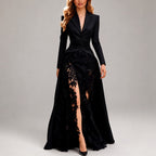 Genevieve - Women's Tailored Blazer & Lace Maxi Skirt Set