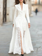 Greta - Women's Formal Blazer & Lace Maxi Skirt Set