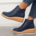 Hailey - Women's Wedge Ankle Boots with Side Zip