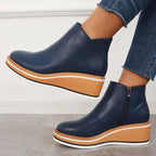 Hailey - Women's Wedge Ankle Boots with Side Zip