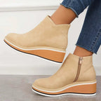 Hailey - Women's Wedge Ankle Boots with Side Zip