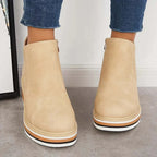 Hailey - Women's Wedge Ankle Boots with Side Zip