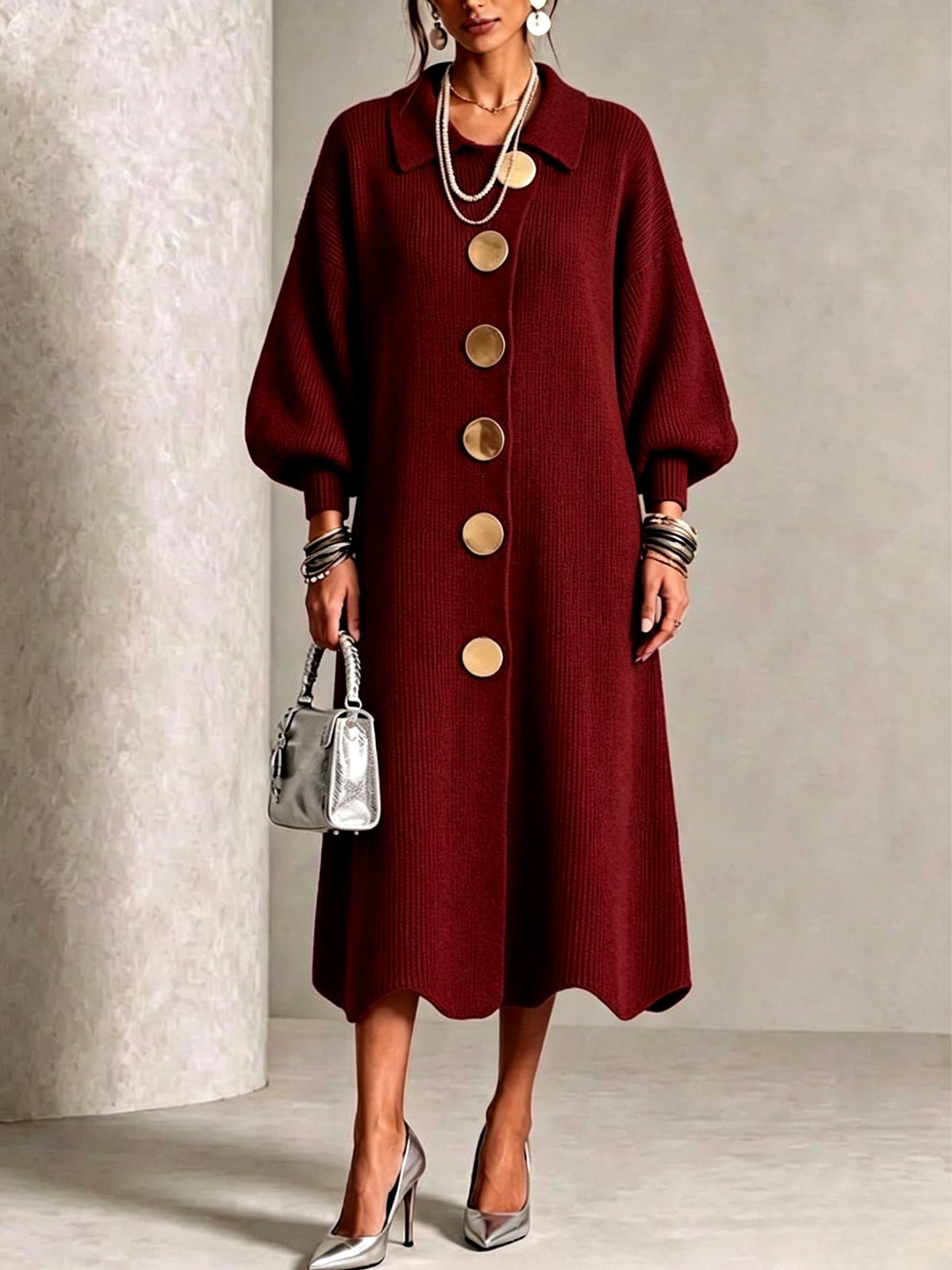 Hailey – Women’s Long Sleeve Knit Sweater Dress  2