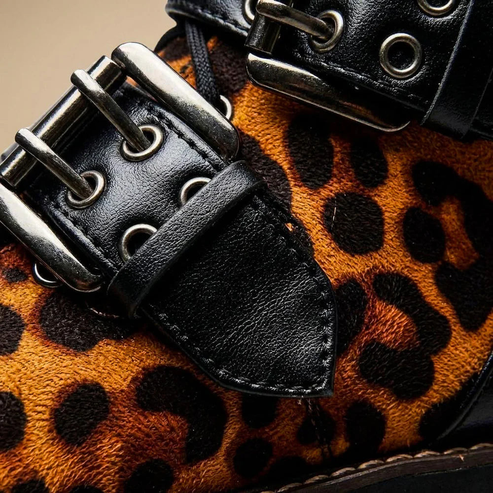 Hallie - Women's Buckled Platform Ankle Boots with Lug Sole
