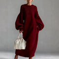 Halo - Women's Ribbed Crew Neck Oversized Sweater Dress 1