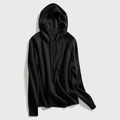 Iris - Women's Ribbed Cashmere Hooded Sweater