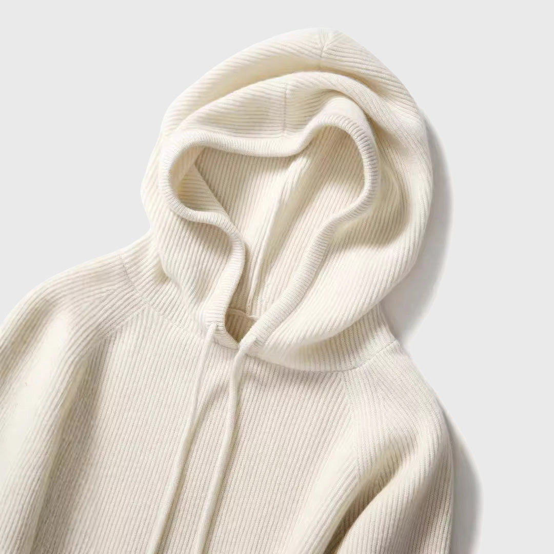 Iris - Women's Ribbed Cashmere Hooded Sweater