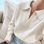 Isabel - Women's Polo Collar Chunky Knit Sweater