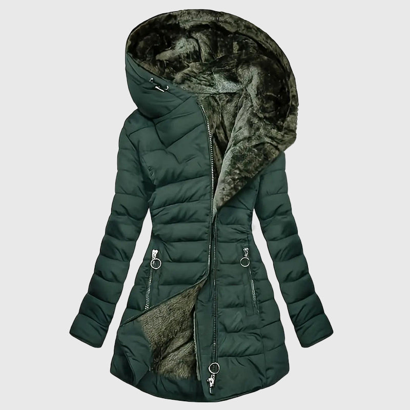 Isabella - Women's Fleece-Lined Hooded Long Puffer Coat