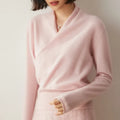 Ivy - Women's Cashmere-Blend Wrap Pullover with Overlapped V-Neckline