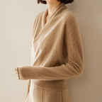 Ivy - Women's Cashmere-Blend Wrap Pullover with Overlapped V-Neckline