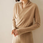 Ivy - Women's Cashmere-Blend Wrap Pullover with Overlapped V-Neckline