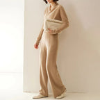 Ivy - Women's Cashmere-Blend Wrap Pullover with Overlapped V-Neckline
