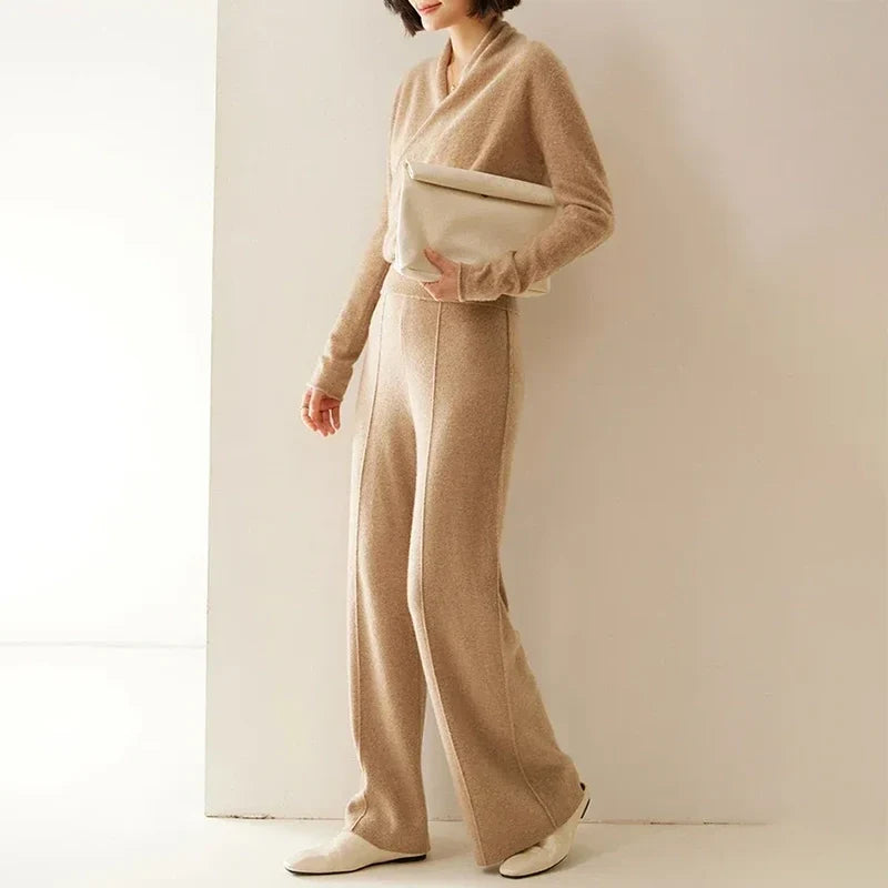 Ivy - Women's Cashmere-Blend Wrap Pullover with Overlapped V-Neckline