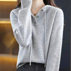 Jade - Women's Button-Placket Cashmere Hooded Sweater