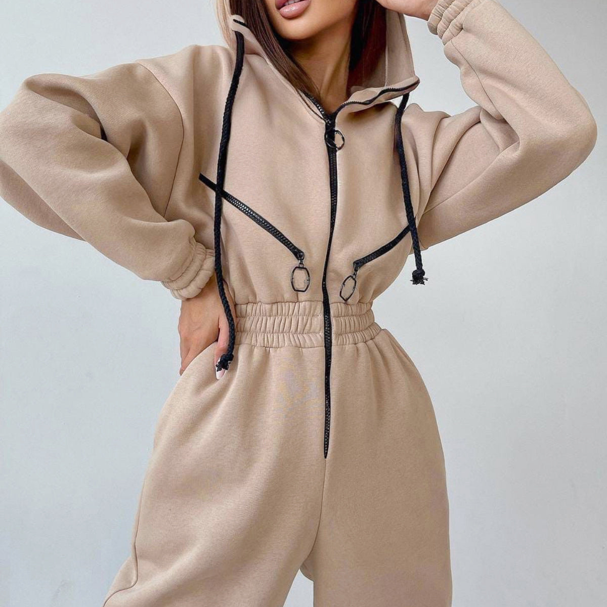 Jane - Women's Hooded Fleece Zip-Up Jumpsuit