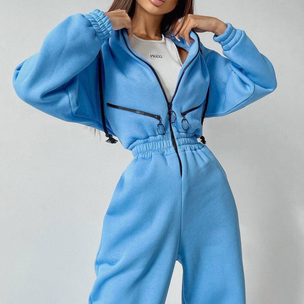 Jane - Women's Hooded Fleece Zip-Up Jumpsuit