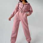 Jane - Women's Hooded Fleece Zip-Up Jumpsuit