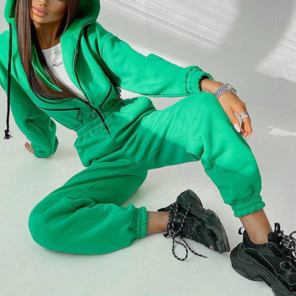 Jane - Women's Hooded Fleece Zip-Up Jumpsuit