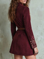 Jasmine - Women's Faux Suede Tailored Suit Dress
