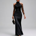 Jessica - Women's Halter Neck Satin Formal Evening Dress
