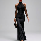 Jessica - Women's Halter Neck Satin Formal Evening Dress