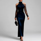 Jessica - Women's Halter Neck Satin Formal Evening Dress