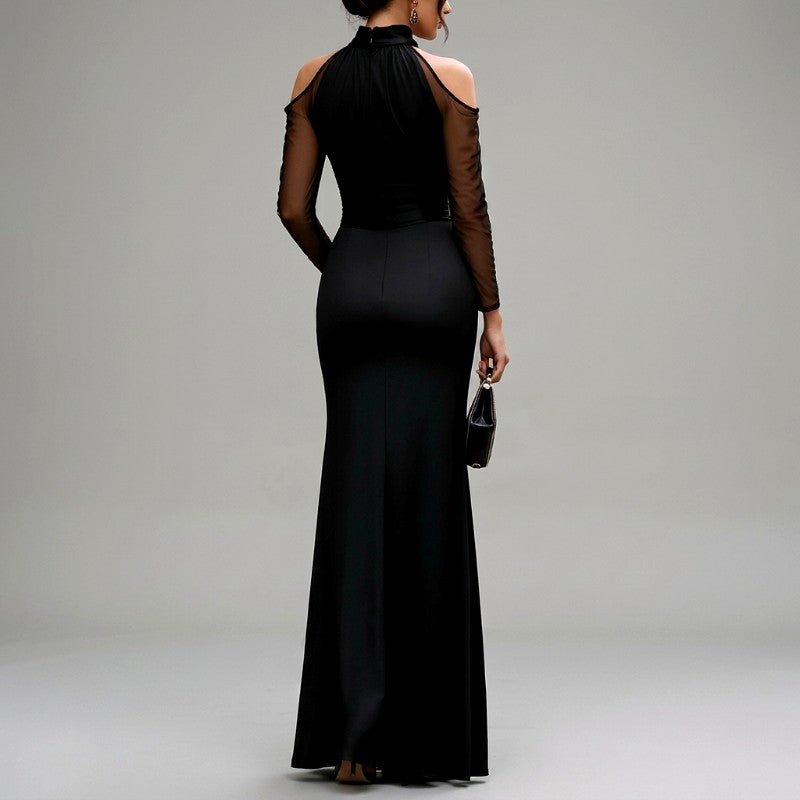 Jessica - Women's Halter Neck Satin Formal Evening Dress