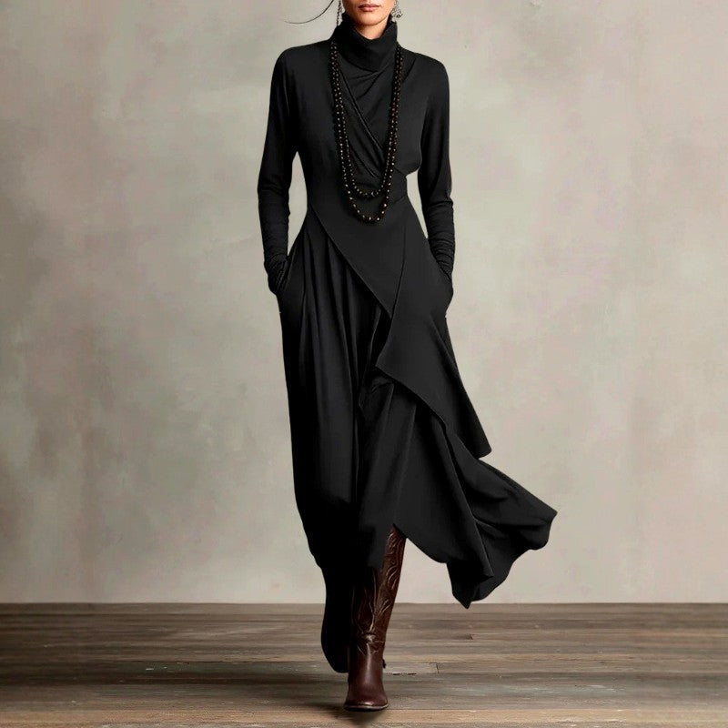 Jovita - Women's High Neck Long Sleeve Maxi Dress