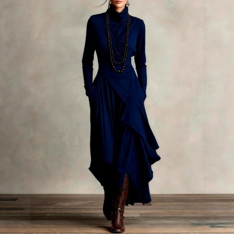 Jovita - Women's High Neck Long Sleeve Maxi Dress