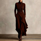 Jovita - Women's High Neck Long Sleeve Maxi Dress