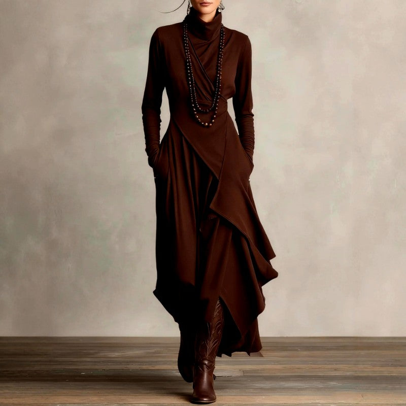 Jovita - Women's High Neck Long Sleeve Maxi Dress