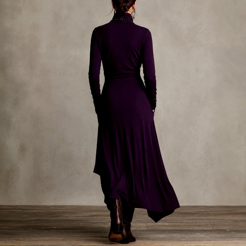 Jovita - Women's High Neck Long Sleeve Maxi Dress
