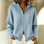 Kalea - Women's Double-Zip Knit Hooded Cardigan