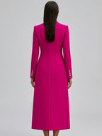 Karen - Women's Double-Breasted Coat & Ribbed Dress Set
