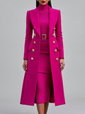 Karen - Women's Double-Breasted Coat & Ribbed Dress Set