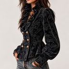 Karylle - Women's Velvet Double-Breasted Peplum Blazer