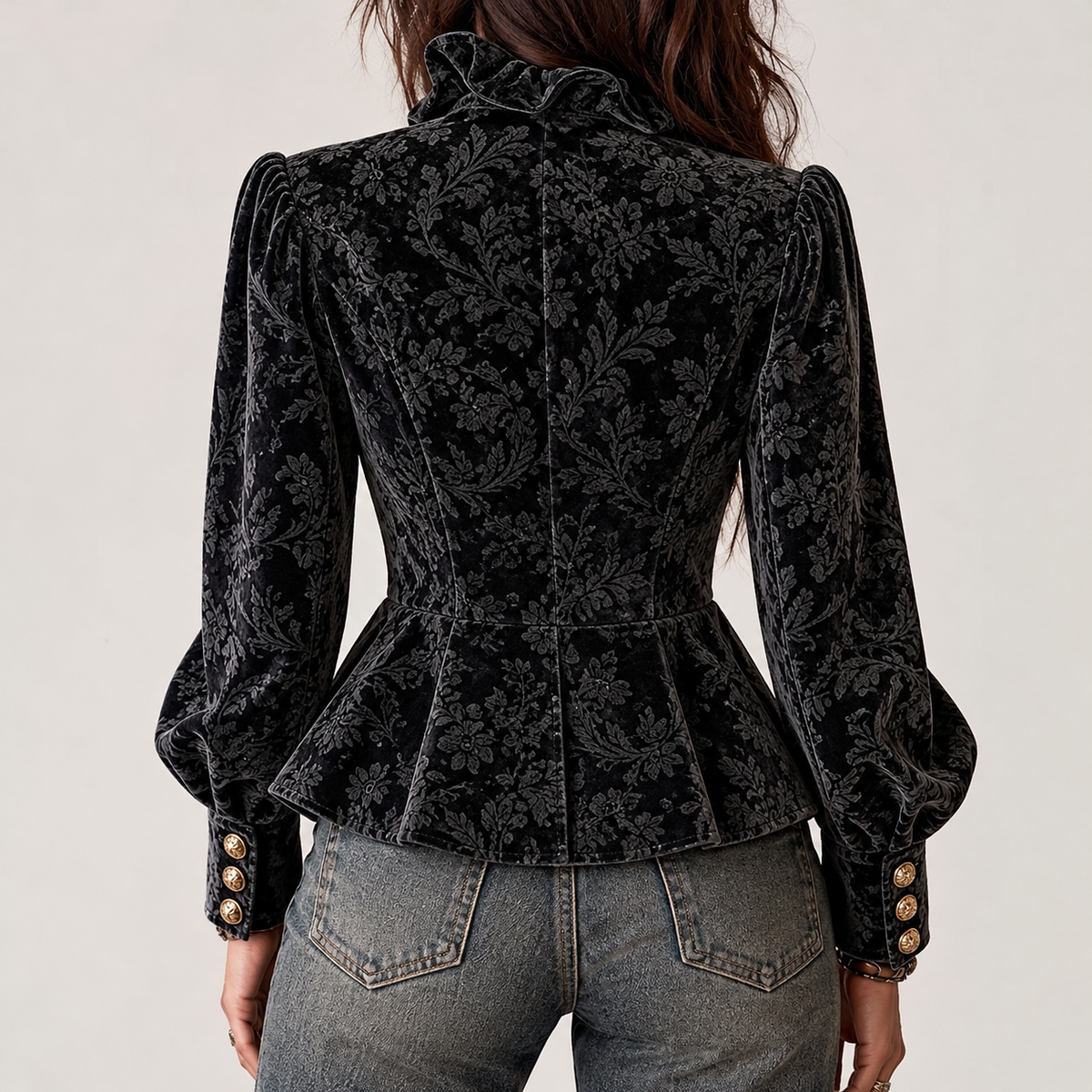 Karylle - Women's Velvet Double-Breasted Peplum Blazer