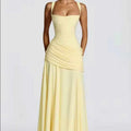 Katy - Women's Sweetheart Neck Shirred Maxi Dress