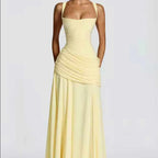 Katy - Women's Sweetheart Neck Shirred Maxi Dress