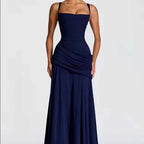 Katy - Women's Sweetheart Neck Shirred Maxi Dress