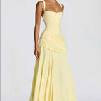 Katy - Women's Sweetheart Neck Shirred Maxi Dress