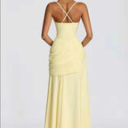 Katy - Women's Sweetheart Neck Shirred Maxi Dress