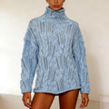 Lauren - Women's Openwork Cable Knit Oversized Turtleneck Sweater 1